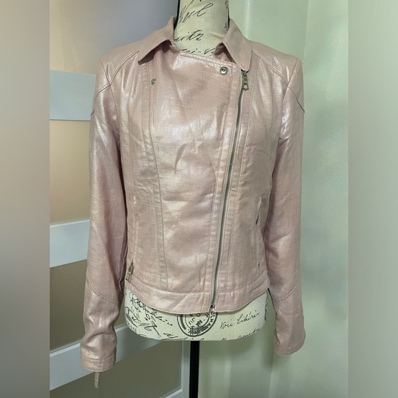 🍂 😍 Guess Moto Style - Vintage Shimmering Pink Jacket! - Picture 9 of 11